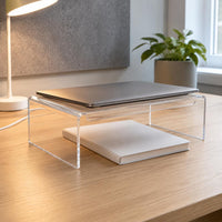 Transparent Desk Riser Multi Use Clear Acrylic Monitor Stand Space Saving