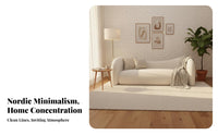 Modern Design Curved Fluffy Sofa Minimalist Design Puffy Fluffy Sofa Luxurious Texture Seating Furniture Pillowy Soft for Interior Designers, Apartment Dwellers, Reception Area, Hotel Lobby, Beauty Salon, Boutique