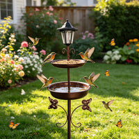 Wrought Iron Bird Feeder and Bird Bath Garden Stake