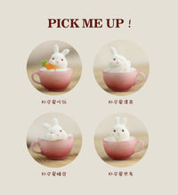 TEABAG Milk Foam Bunny Cute Birthday Gift for Girls | Earrings and Ear Clips for Non-Pierced Ears | Original Design