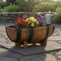 Half-Barrel Planter Black Inner Liner Half Barrel Planter Lightweight Plant Holder