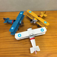 Vintage Biplane Figurine Retro Propeller Plane Model Detailed Finish