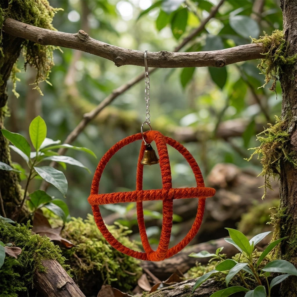 Parrot Swing Perch with Bell Rope and Iron Material, Bird Enrichment Toys for Cockatiel, Budgie and Parakeet Physical Activity