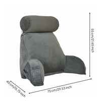 Supportive Armrests Bed Backrest with Arms and Neck Roll Soft Velvet Material Husband Pillow Removable Washable Cover Bedding Accessory Convenient Side Pocket for Gaming