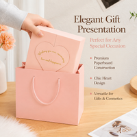 Square Gift Box with Lid Paper Heart Pattern 21x21x8cm Cardboard for Birthdays