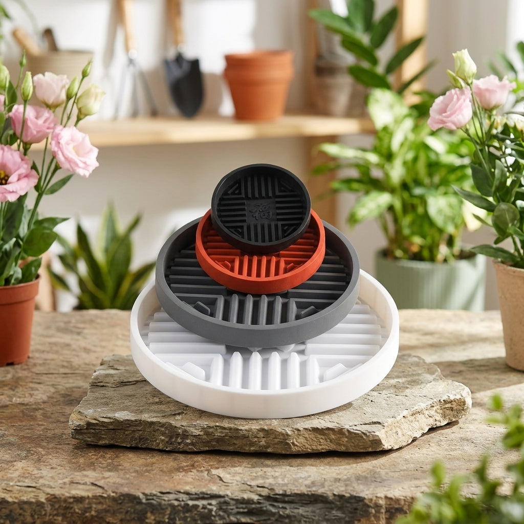 Plant Saucers with Slotted Drip Tray, Resin Plant Pot Saucer for Outdoor Plants, Simple Style Plant Trays with Deepened Base for Potted Plant