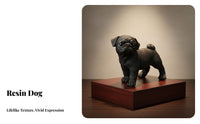 Finely Detailed Resin Pug Model Vivid Details Pug Dog Figurine Fine Craftsmanship for Display Cabinet, Bookshelf