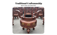 Large Outdoor Temple Censer Ornate Traditional Design Six Dragon Pillar Ceremonial Smoke Burner Weather Resistant Round Cast Iron Ceremonial Smoke Urn