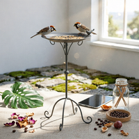 Metal Avian Feeding Tray Detachable Design Garden Decor Rustic Finish for Patio