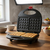Black Electric Sandwich Appliance Hinged Countertop Sandwich Appliance Oval Handles Small Appliance Two Plates