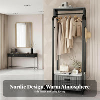 Wardrobe Rack with Drawers Multi-Functional Complimentarystanding Wardrobe System Space-Saving Anti-Collision Design