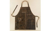 Vintage PU Leather Apron Adjustable Apron with Pockets Multi-Pocket Wear-Resistant for Barbers, Workshop, Barbecue, Grilling