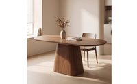 Minimalist Oval Dining Table Tapered Dining Table with Pedestal Base Apartment-Friendly Furniture Stable for Kitchen