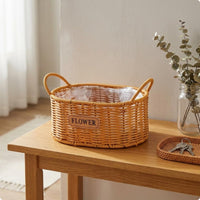 Rattan Woven Basket Oval Flower Basket Multiuse