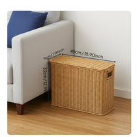 Woven Storage Box with Lid Multi-Purpose Rattan Design Storage Bin for Bathroom