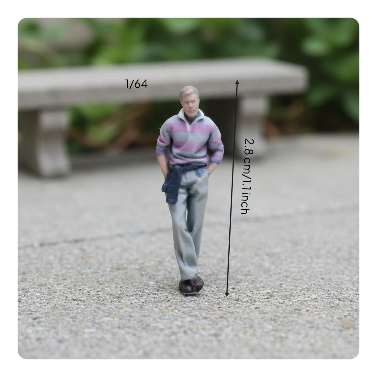1/64 Scale Man Figure 3D Printed Model Car Scene Figurine for Collectors