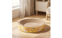 Round Scratcher with Enclosed Base Raised-Rim Cat Scratcher Bed Recyclable Cat Scratch Pad Long-Lasting for Cats, Kittens, Living Room, Apartment