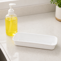 Kitchen Sink Organiser, Sponge Holder for Kitchen Sink with Perforated Drainage, Countertop Modern Rectangular Design