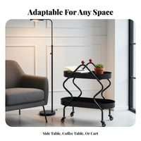 2-Tier Rolling Wheeled Trolley On Wheels 2-Tier Wavy Frame Trolley