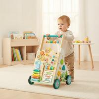 Wooden Push Activity Toy Sturdy Wooden Infant Activity Toy with Wheels Interactive Learning Toy for Young Children, Infants, Playroom, Nursery