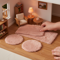 Dollhouse Miniature Plush Carpet Winter Floor Mat for Living Room Bedroom DIY Mini Furniture Model Accessories