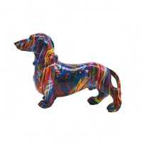 Resin Dachshund Statue Multicolor Sausage Dog Ornament Long-Lasting