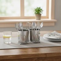 Stainless Steel Utensil Holder Rust Proof Tableware Holder Stand Long-Lasting