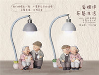 Resin Figurine Night Light - Elderly Couple Scenes - Home Decor