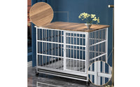 Easy to Clean Indoor Dog Crate with Wood Top Stylish Dog Crate Furniture Smooth-Rolling Gnaw-resistantResistant for Apartment