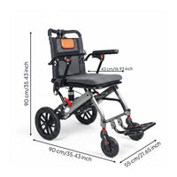 Foldable Reclining Wheelchair Easy to Push Folding Wheelchair Comfortable Seat Lightweight Reclining Transport Chair Adjustable Backrest for Elderly, Seniors, Airport