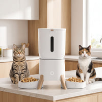 5L Automatic Cat Feeder with Two Bowls Transparent Automatic Cat Feeder with Double Bowl Stable for Indoor