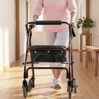 Folding Rollator Mobility Aid Four Wheels Wheeled Mobility Aid with Seat Brake