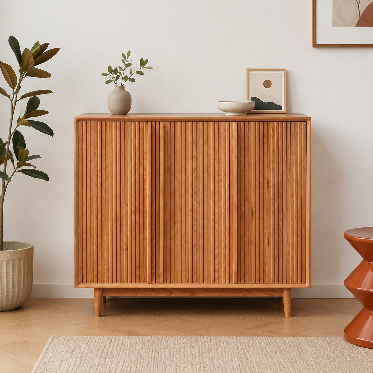 Wooden Shoe Box, Entryway Storage, Cherry Wood, 90cm High, Shoe Cabinet, 38cm Depth, Entryway Locker, Assembly Required