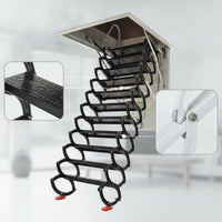 Retractable Loft Staircase Overhead-Mounted Folding Attic Ladder with Attic Entry panelSaving Pull down Attic Steps for Homeowners, Mezzanine