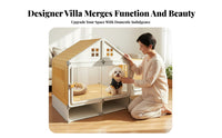 Multi-Room Design Dog House Crate with Toilet Easy to Clean Small Dog Kennel with Potty Area Windproof Pet Housing for Young Dogs