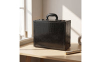 Barber Case with Latches Hard-Sided Barber Accessories Case Crocodile-Pattern Briefcase for Hairdressers, Mobile Stylists, Salon