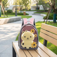 Pet Carrier Travel Backpack for Small Dogs, Cat Backpack with 3 Openings and Top Handle, PVC Material Breathable Outdoor Pet Bag, 7kg Capacity