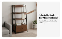 Floor-Standing 4-Tier Ladder Shelf Trapezoid Design Storage Rack Space-Saving shelf unit Multi-Purpose for Book Lovers, Plant fans, Homeowners, Living Room, Bedroom, Study