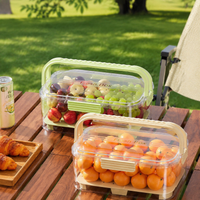 2-Pack Lunch Box, 2200ml Snack Box with Compartments and Carry Handle, Leak-Proof Meal Prep Boxes with Ice Pack for Camping & Outdoor
