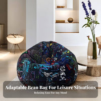 Graffiti Print Pouch Seat Creative Doodle Pattern Oversized Soft Seat Chair Multi-Functional Design Supportive Foam Filling