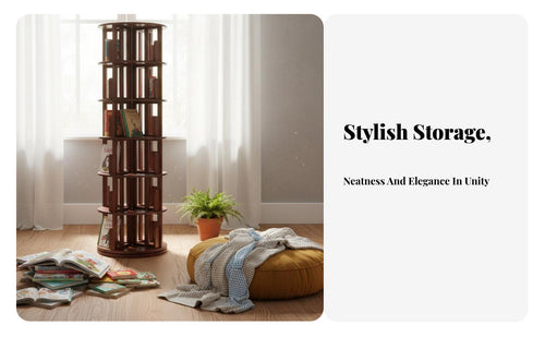360-Degree Rotation Rotating Bookshelf Shelving Unit Space-Saving Design Rotating Book Shelving Unit Sturdy Construction Bookcase Zero Formaldehyde for Children, Students, Families, Study Room, Home Office, Small Areas, Bedroom