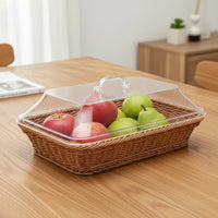Bread Basket with Acrylic Lid Rectangular Bread Basket with Lid Hygienic for Dining Table