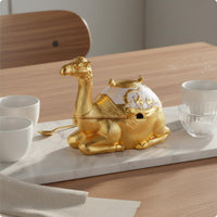Camel Condiment Jar Gold-Colored Decorative Camel Jar Embossed