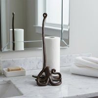 Cast Iron Octopus Paper Towel Holder Fits Standard & Jumbo Rolls for Bathroom