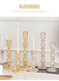 French Vintage Silver-Plated Glass Candle Holder
