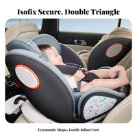 Adjustable Recline Rotating Convertible Child Seat Vehicle Anchorage System Compatible 360 Rotating Infant Carrier Forward and Rear-Facing Baby Gear Side Collision Protection for Children 0-12 Years, Newborns, New Parents, Car, Family Travel, Road Trips