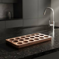 Egg Tray with 15 Cups Rectangular Wooden Egg Space-Saving Tray for Refrigerator, Countertop