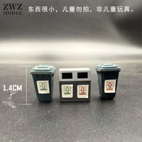 ZWZ Maker 1/64 Hand-Painted Trash Can Miniature for Diorama and Model Scenes