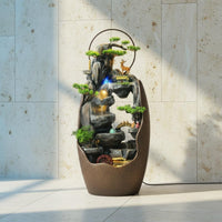 Rockery Waterfall Feature Tranquil Landscape Design Feng Shui Water Feature Misting Effect Bonsai Foliage Water Waterfall Feature