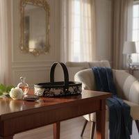 PU Leather Tray Luxury Look Decorative Handle Tray Space-Saving for Entryway